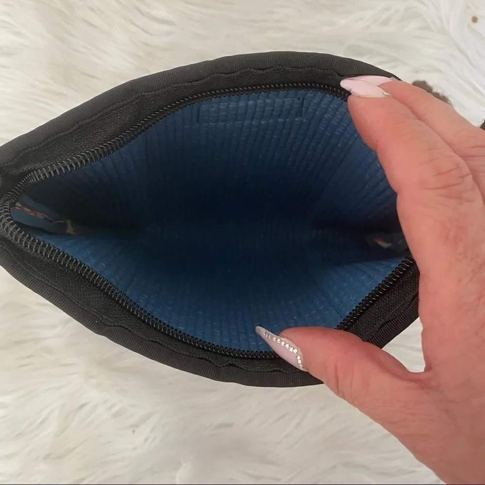 NEW OM Aspen blue print cosmetic wristlet bag